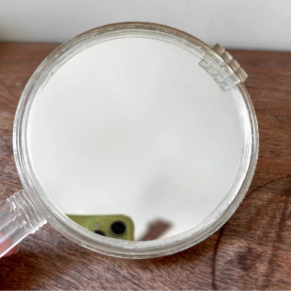 Lucite Vanity Vintage Clear Plastic MCM Handheld Mirror Acrylic Art Deco
